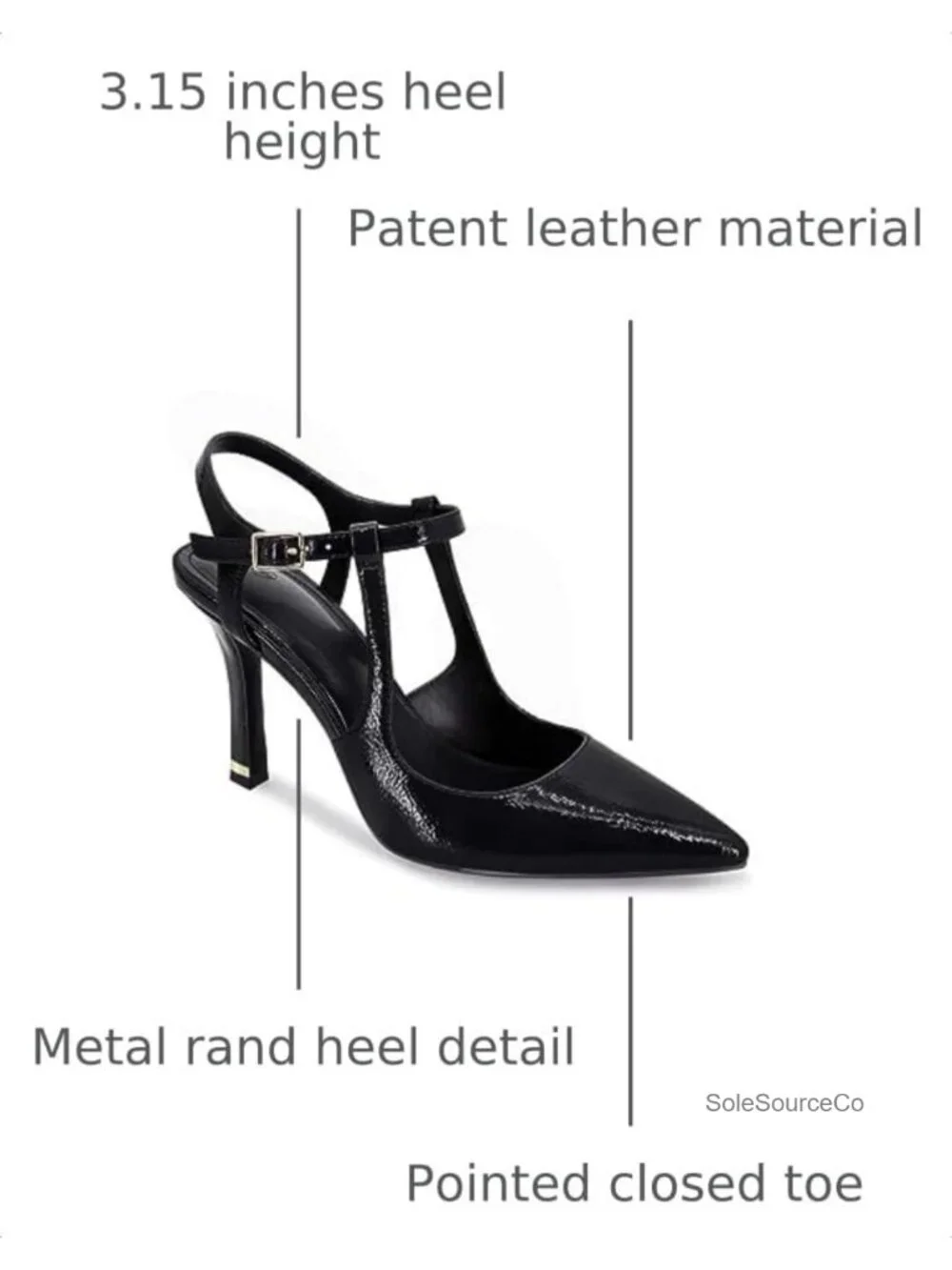 Coutgo Womens High Heels Pointed Toe Ankle Strap Pumps Patent Leather Stiletto